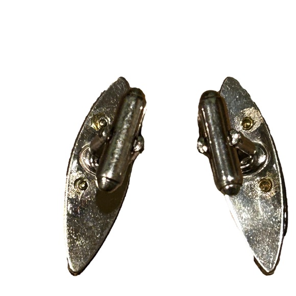 Vintage 1950s Anson Silver Toned Tie Bar & Cuff Link Set w/Mother of Pearl Inlay - Picture 6 of 6